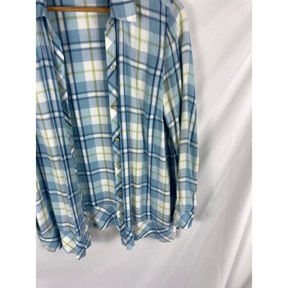 J Jill Blue Plaid Button Down Shirt Size Medium - Picture 2 of 4